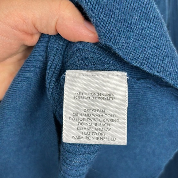 White + Warren Teal Ribbed Collared Sweater - L - Picture 6 of 8